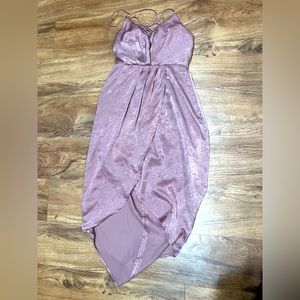 3/$15 THE ROOM Silky Pink Lace-up Spaghetti Strap Asymmetrical Tulip Dress Small